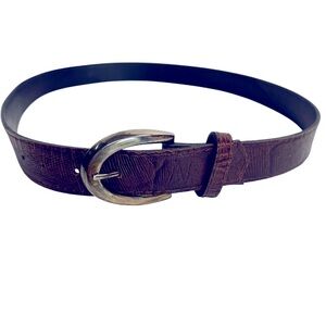 Vintage Brown Printed Leather Belt with Gold Buckle.  New without Tags.